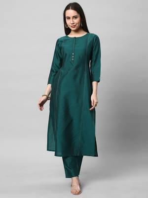 A viscose straight kurta with mock placket. 1