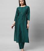 A viscose straight kurta with mock placket.