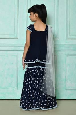 Blue embroidered faux georgette a line kids salwar suits 3