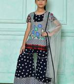 Grey embroidered faux georgette straight cut kids salwar suits