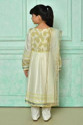 White embroidered cotton a line kids salwar suits 3