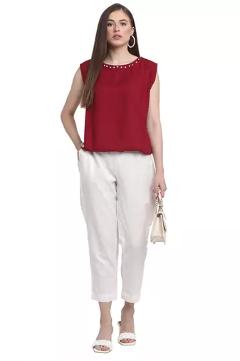 Largish off white smart fit trousers