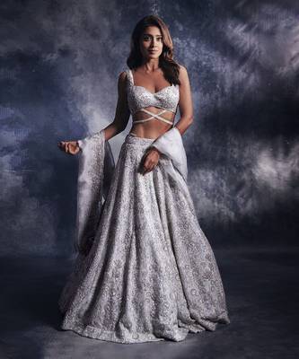 Moonlight Grey Embroidered Lehanga set 1