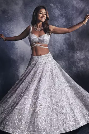 Moonlight Grey Embroidered Lehanga set