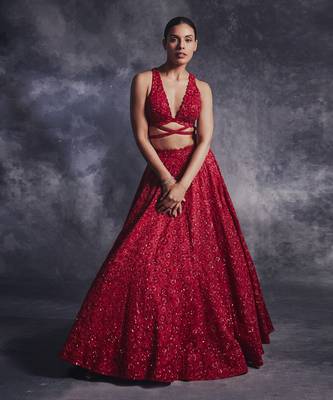 Scarlet Bloom Red Lehanga set 1
