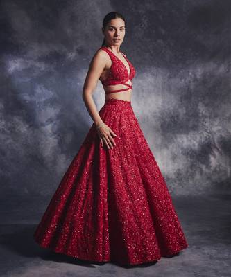 Scarlet Bloom Red Lehanga set 3