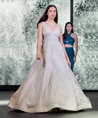 Moonlight grey embroidered gown 1