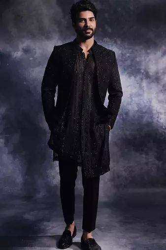 Ebony black anchor open jacket set
