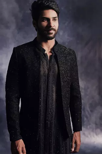 Ebony black anchor open jacket set