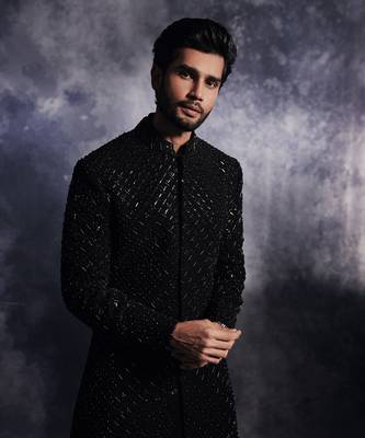 Ebony black cadence sherwani set 2