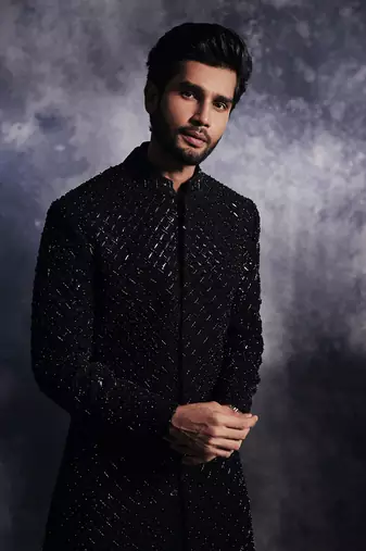 Ebony black cadence sherwani set