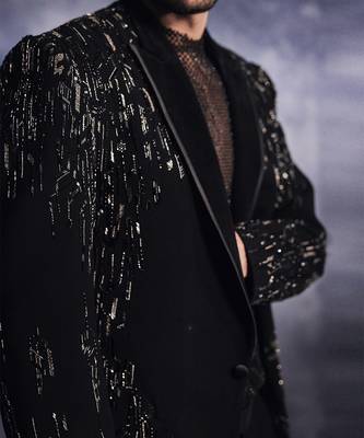 Ebony black dash-lines jacket set 4