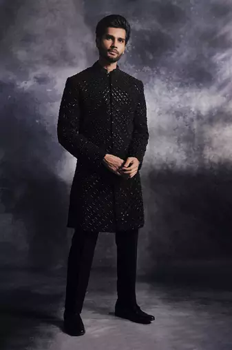Ebony black cadence sherwani set
