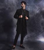 Ebony black metallic open jacket set