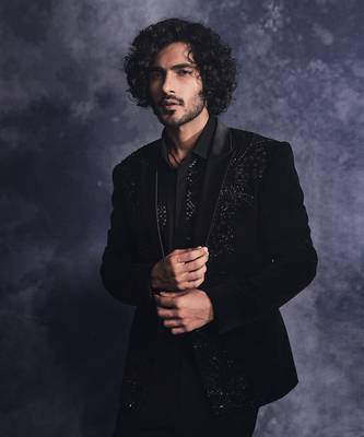 Ebony black panel blazer set 3