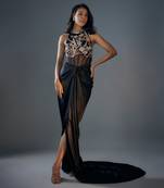 Black  embroidered corset gown