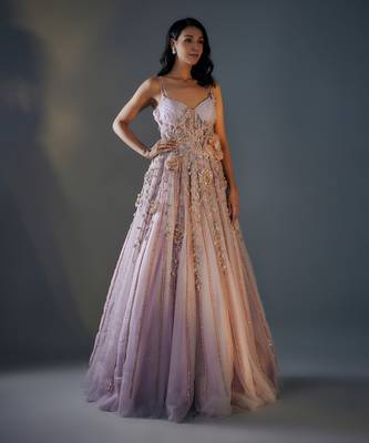 Lilac 3d embroidered  corset gown 2