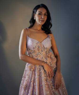 Lilac 3d embroidered  corset gown 3
