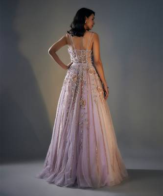 Lilac 3d embroidered  corset gown 4