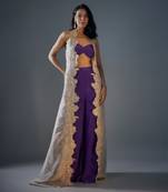 Purple embroidered palazzo set with jacket