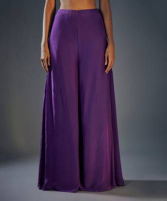 Purple embroidered palazzo set with jacket 3