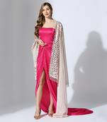 Hot pink gown with embroidered dupatta