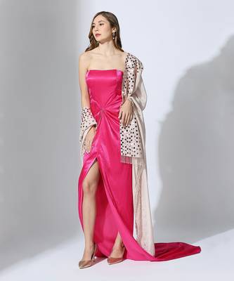 Hot pink gown with embroidered dupatta 2