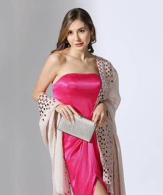 Hot pink gown with embroidered dupatta 3