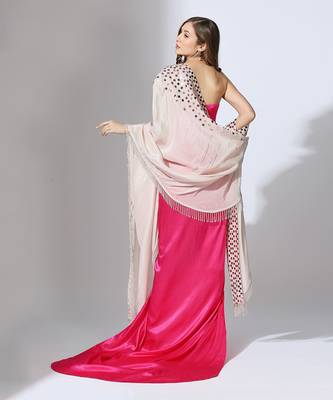 Hot pink gown with embroidered dupatta 4
