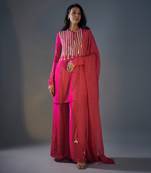 Hot pink embroidered kurta set