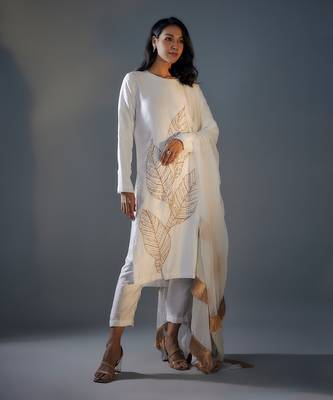 White embroidered kurta set 1