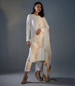White embroidered kurta set