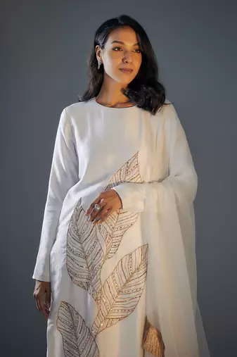 White embroidered kurta set