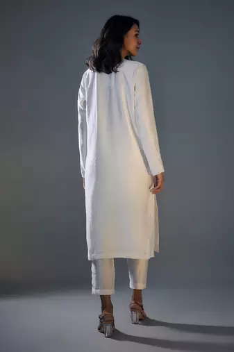 White embroidered kurta set