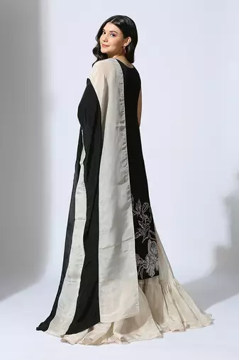Black embroidered kurta Sharara set.