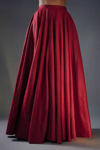Embroidered Shirt With Red Lehenga