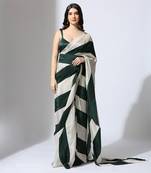 Color block saree set with waist belt