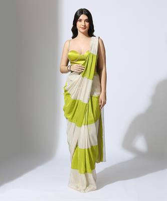 Color block saree with embroidered blouse 1