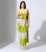 Color block saree with embroidered blouse