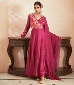 Magenta embroidered anarkali set