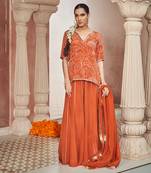 Rust orange printed sharara set