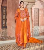 Orange embroidered kurti set