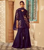 Blue  embroidered sharara kurti set