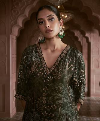 Green printed kurta set 2