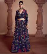 Blue Printed Lehenga Set