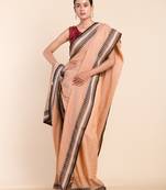 Camel brown and black woven border khadi saree