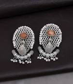 Brown color peacock inspired oxidised earrings