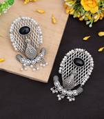 Black color peacock inspired oxidised earrings