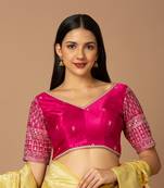 Hot Pink Silk Zari and Sequin Work Readymade Blouse
