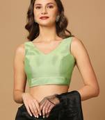 SALWAR STUDIO Women's Green Solid Saree Blouse